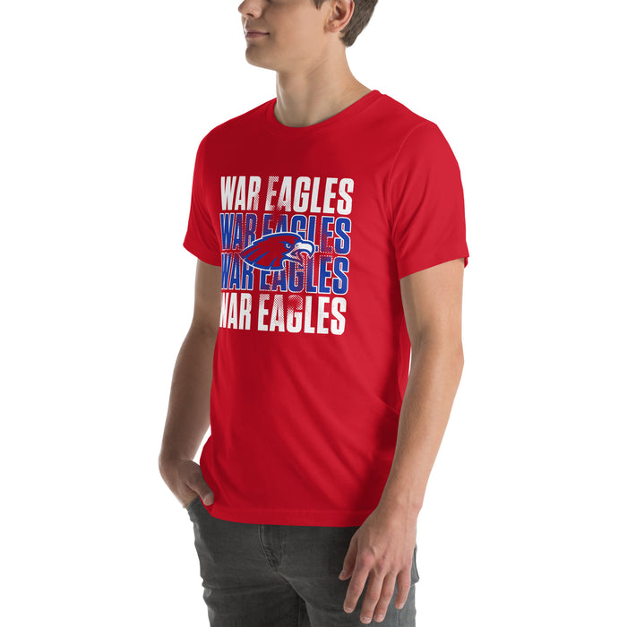 Man wearing Oak Ridge High School War Eagles Red Premium Unisex T-shirt 233
