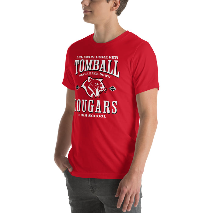 Man wearing Tomball High School Cougars Red Premium Unisex T-shirt 230