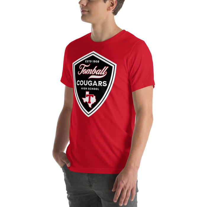 Man wearing Tomball High School Cougars Red Premium Unisex T-shirt 225