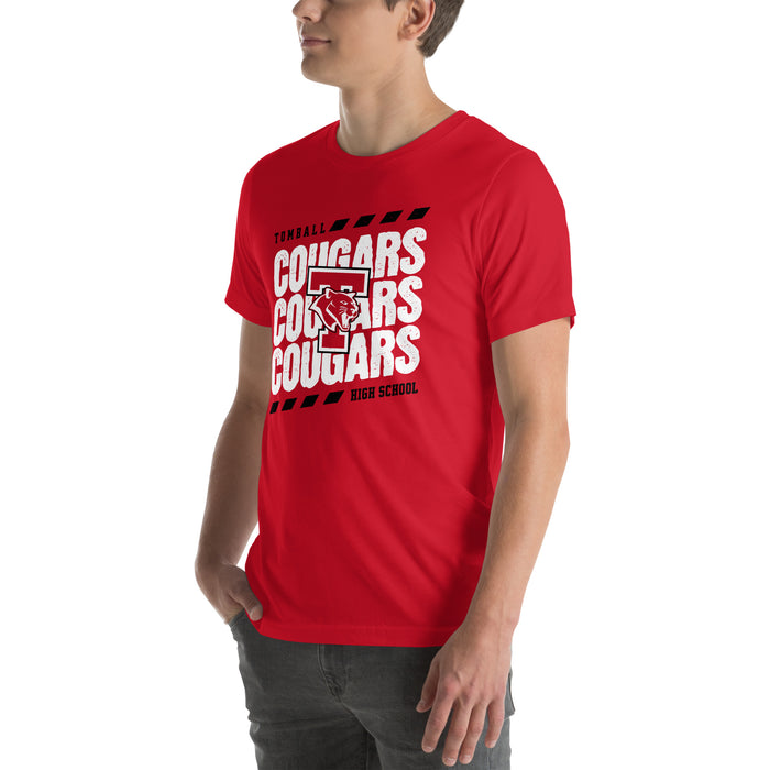 Man wearing Tomball High School Cougars Red Premium Unisex T-shirt 223