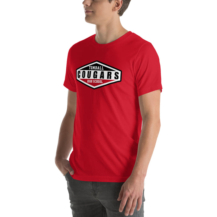 Man wearing Tomball High School Cougars Red Premium Unisex T-shirt 009