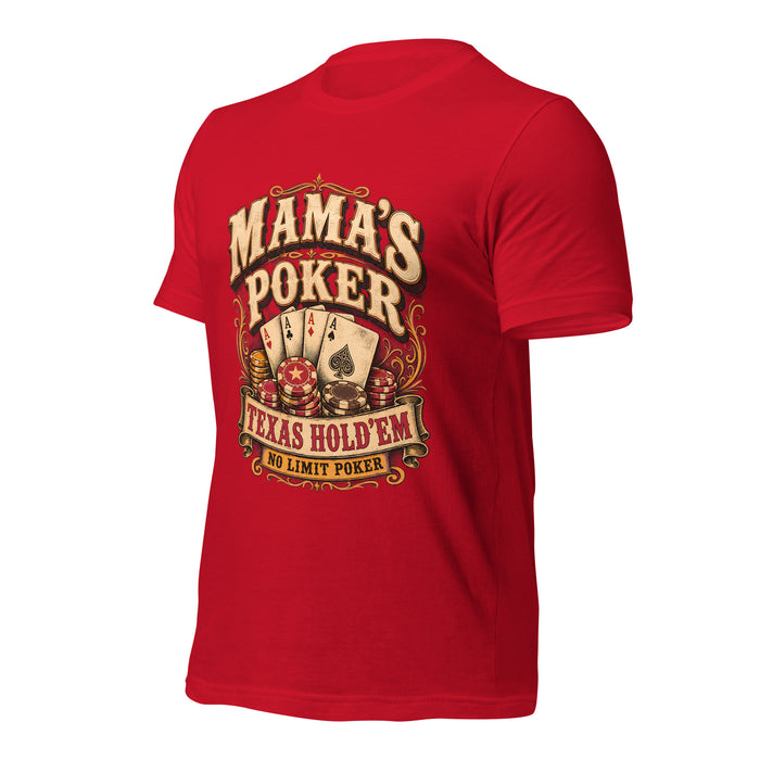 Left side view of Mama's Poker Premium Unisex T-shirt 231