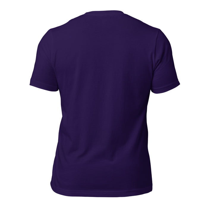 Back view of Jersey Village High School Falcons Purple Premium Unisex T-shirt 228