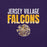 Close-up view of Jersey Village High School Falcons Purple Premium Unisex T-shirt 024