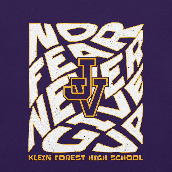 Close-up view of Jersey Village High School Falcons Purple Premium Unisex T-shirt 236