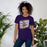Woman wearing Jersey Village High School Falcons Purple Premium Unisex T-shirt 223