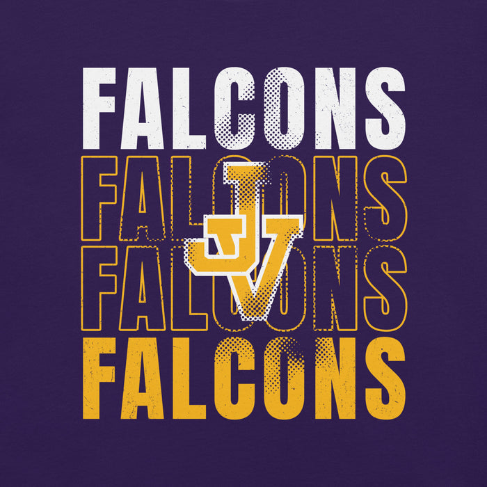 Close-up view of Jersey Village High School Falcons Purple Premium Unisex T-shirt 233