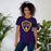 Woman wearing Jersey Village High School Falcons Purple Premium Unisex T-shirt 225