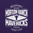 Close-up view of Morton Ranch High School Mavericks Premium Purple Unisex T-shirt 210