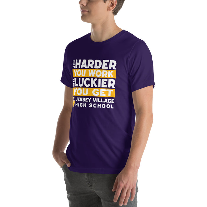Man wearing Jersey Village High School Falcons Purple Premium Unisex T-shirt 238