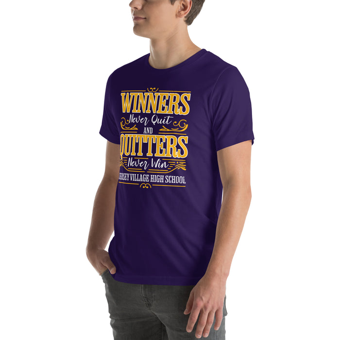 Man wearing Jersey Village High School Falcons Purple Premium Unisex T-shirt 237