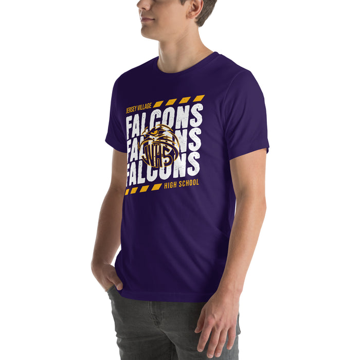 Man wearing Jersey Village High School Falcons Purple Premium Unisex T-shirt 223