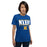 Woman wearing a Klein High School Bearkats Premium Royal Unisex T-shirt 07