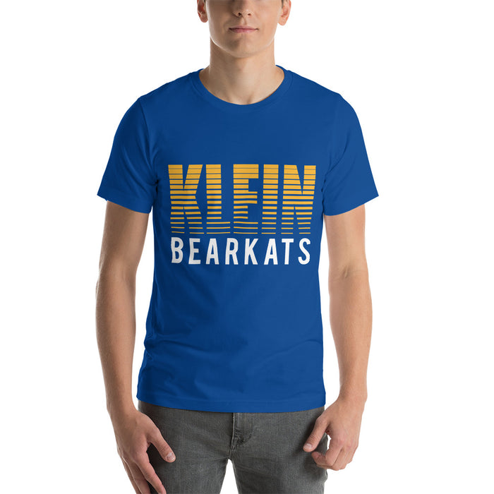 Man wearing a Klein High School Bearkats Premium Royal Unisex T-shirt 24