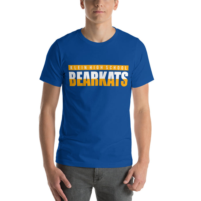 Man wearing a Klein High School Bearkats Premium Royal Unisex T-shirt 25