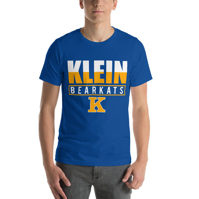 Man wearing a Klein High School Bearkats Premium Royal Unisex T-shirt 29