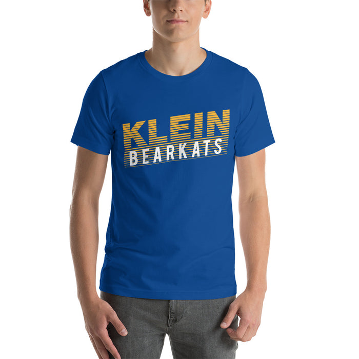 Man wearing a Klein High School Bearkats Premium Royal Unisex T-shirt 32