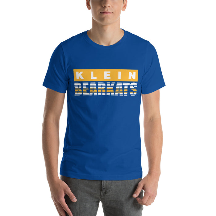 Man wearing a Klein High School Bearkats Premium Royal Unisex T-shirt 35