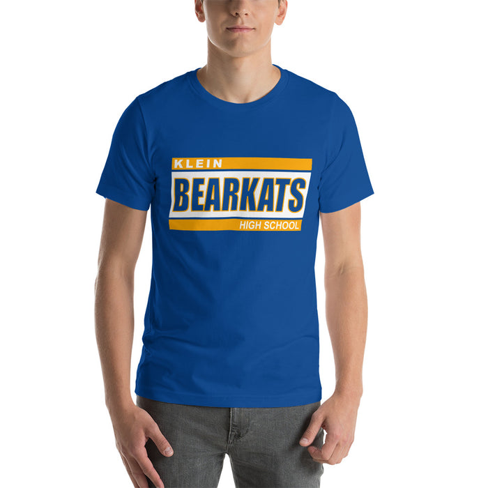 Man wearing a Klein High School Bearkats Premium Royal Unisex T-shirt 72