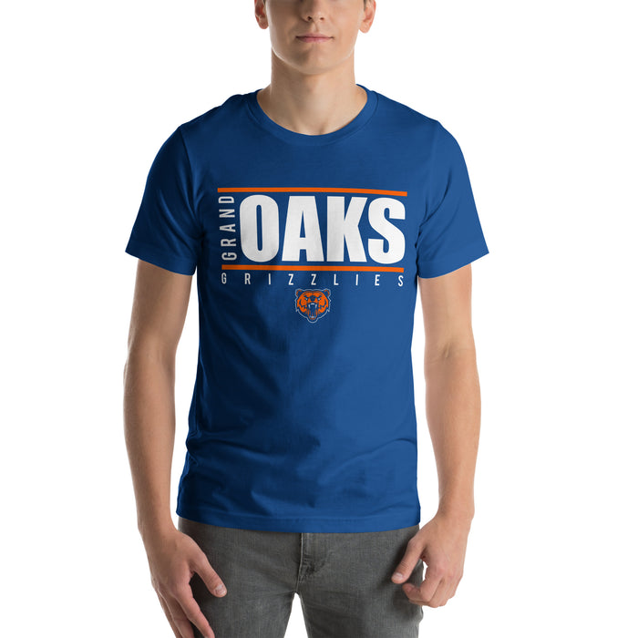 Man wearing a Grand Oaks High School Grizzlies Premium Royal Unisex T-shirt 07