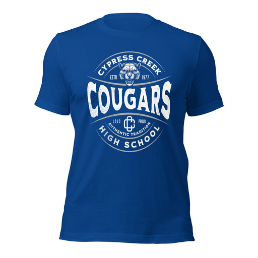 Cypress Creek High School Cougars Royal Blue Premium Unisex T-shirt 216