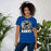 Woman wearing Hebron High School Hawks Royal Blue Premium Unisex T-shirt 202