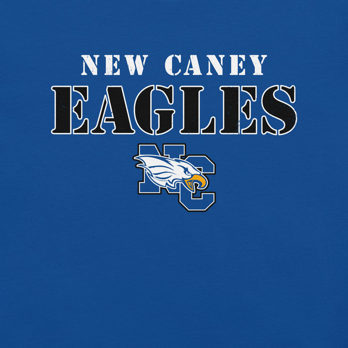 Close-up view of New Caney High School Eagles Royal Blue Premium Unisex T-shirt 222