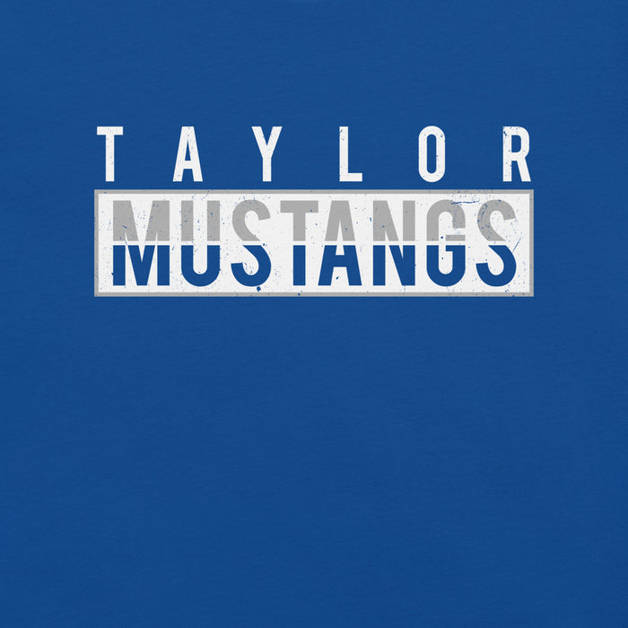 Close-up view of Taylor High School Mustangs Royal Blue Premium Unisex T-shirt 031