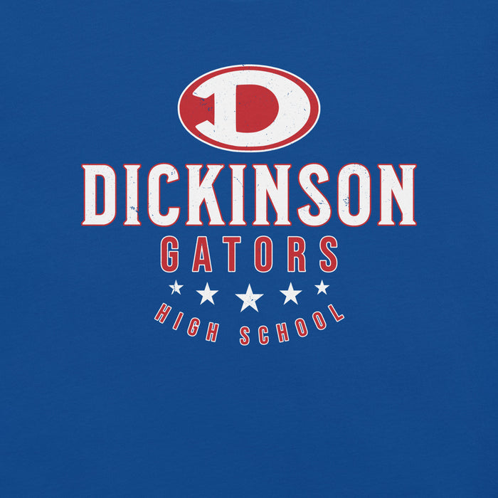 Close-up view of Dickinson High School Gators Royal Blue Premium Unisex t-shirt 217