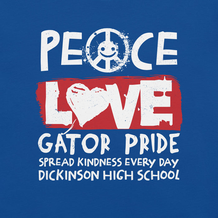 Close-up view of Dickinson High School Gators Royal Blue Premium Unisex t-shirt 240