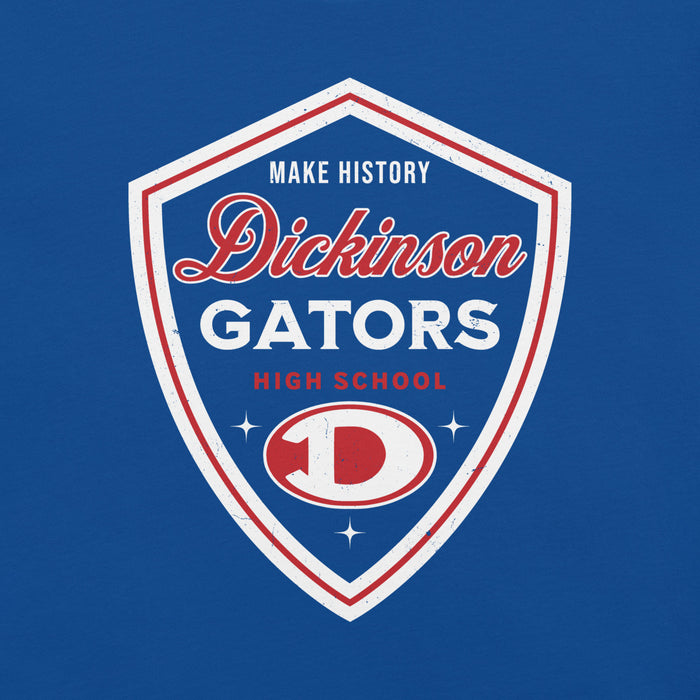 Close-up view of Dickinson High School Gators Royal Blue Premium Unisex t-shirt 225