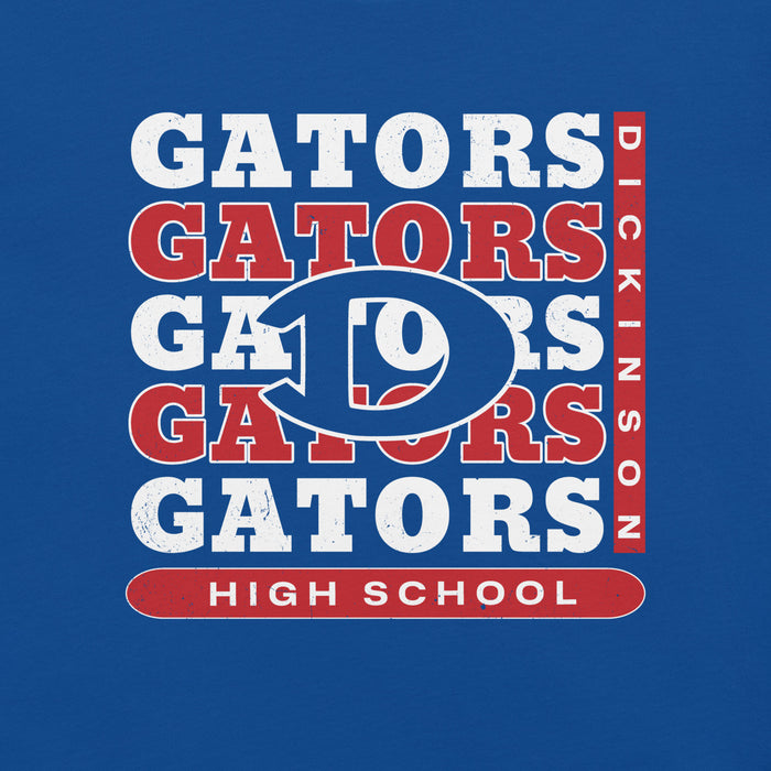 Close-up view of Dickinson High School Gators Royal Blue Premium Unisex t-shirt 235