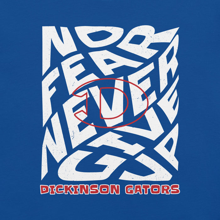 Close-up view of Dickinson High School Gators Royal Blue Premium Unisex t-shirt 236
