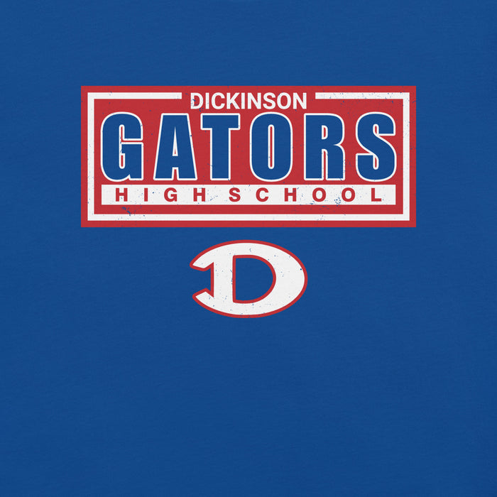 Close-up view of Dickinson High School Gators Royal Blue Premium Unisex t-shirt 049