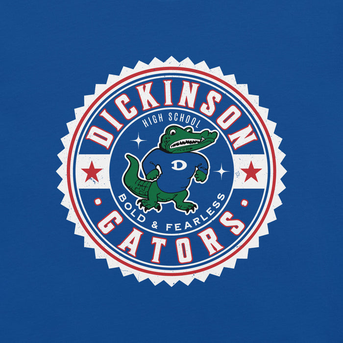 Close-up view of Dickinson High School Gators Royal Blue Premium Unisex t-shirt 203