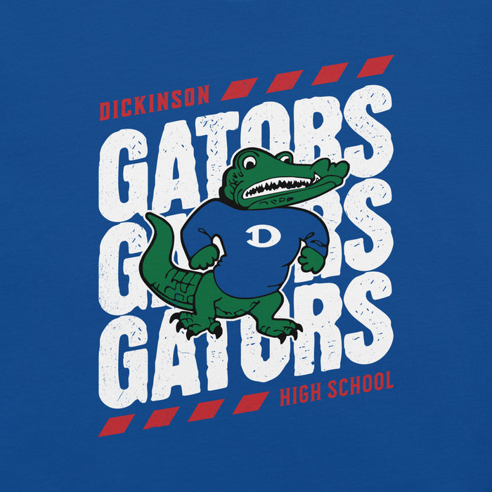 Close-up view of Dickinson High School Gators Royal Blue Premium Unisex t-shirt 223