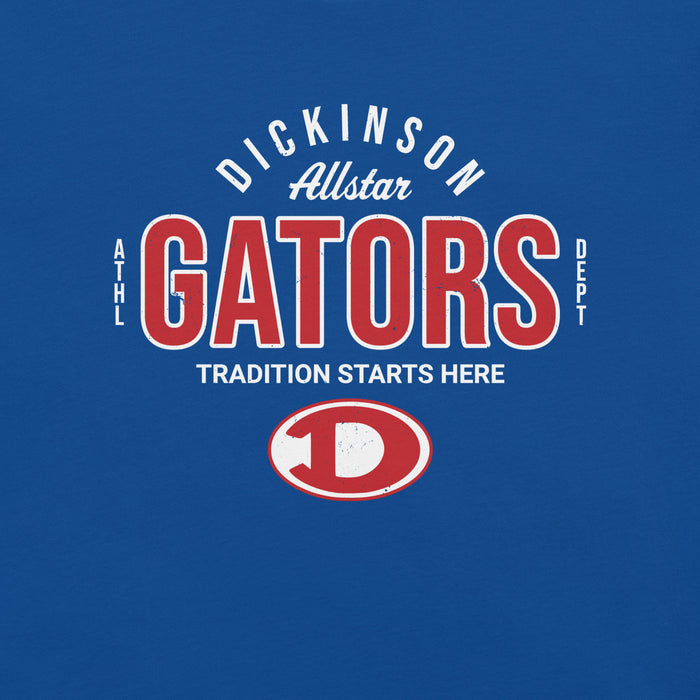 Close-up view of Dickinson High School Gators Royal Blue Premium Unisex t-shirt 040