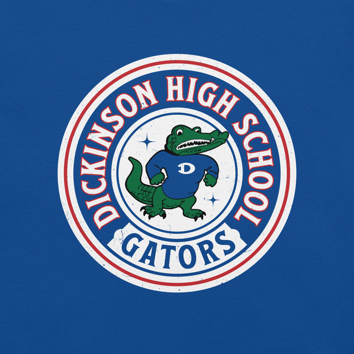 Close-up view of Dickinson High School Gators Royal Blue Premium Unisex t-shirt 220