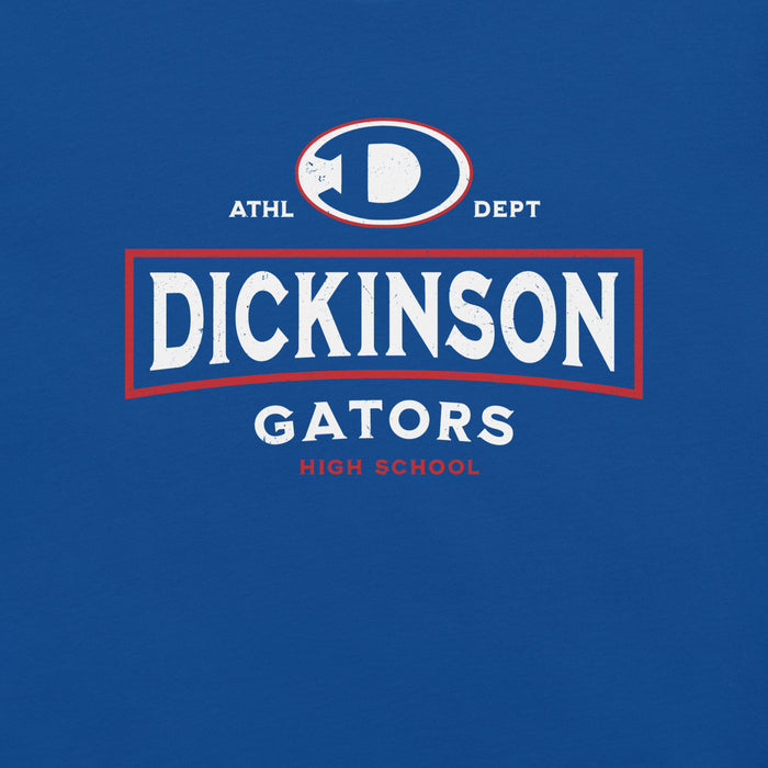 Close-up view of Dickinson High School Gators Royal Blue Premium Unisex t-shirt 202