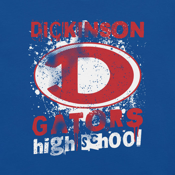 Close-up view of Dickinson High School Gators Royal Blue Premium Unisex t-shirt 205