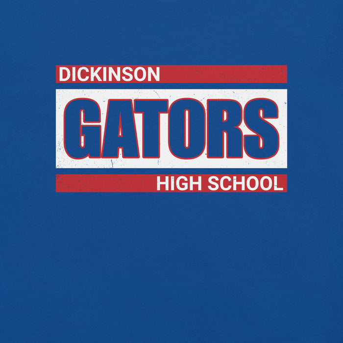 Close-up view of Dickinson High School Gators Royal Blue Premium Unisex t-shirt 098