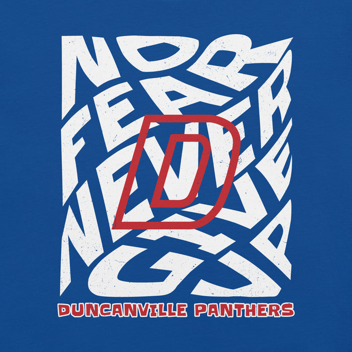 Close-up view of Duncanville High School Panthers Royal Blue Premium Unisex T-shirt 236