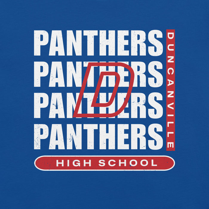 Close-up view of Duncanville High School Panthers Royal Blue Premium Unisex T-shirt 235