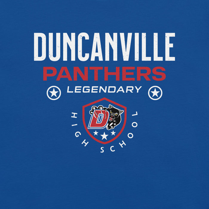 Close-up view of Duncanville High School Panthers Royal Blue Premium Unisex T-shirt 003