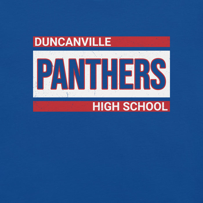 Close-up view of Duncanville High School Panthers Royal Blue Premium Unisex T-shirt 098
