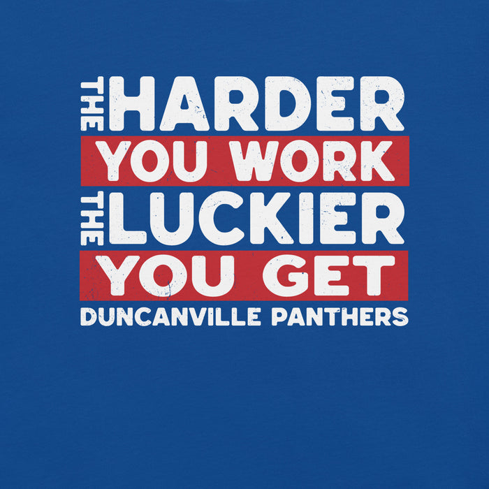 Close-up view of Duncanville High School Panthers Royal Blue Premium Unisex T-shirt 238