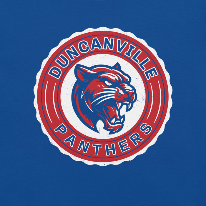 Close-up view of Duncanville High School Panthers Royal Blue Premium Unisex T-shirt 216