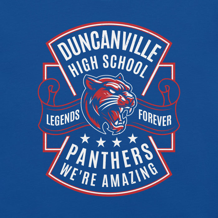 Close-up view of Duncanville High School Panthers Royal Blue Premium Unisex T-shirt 207