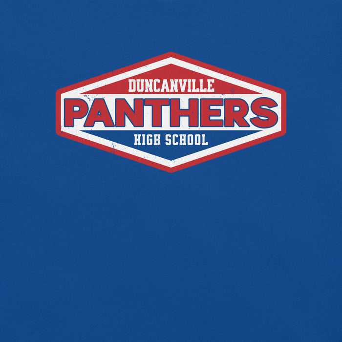 Close-up view of Duncanville High School Panthers Royal Blue Premium Unisex T-shirt 009