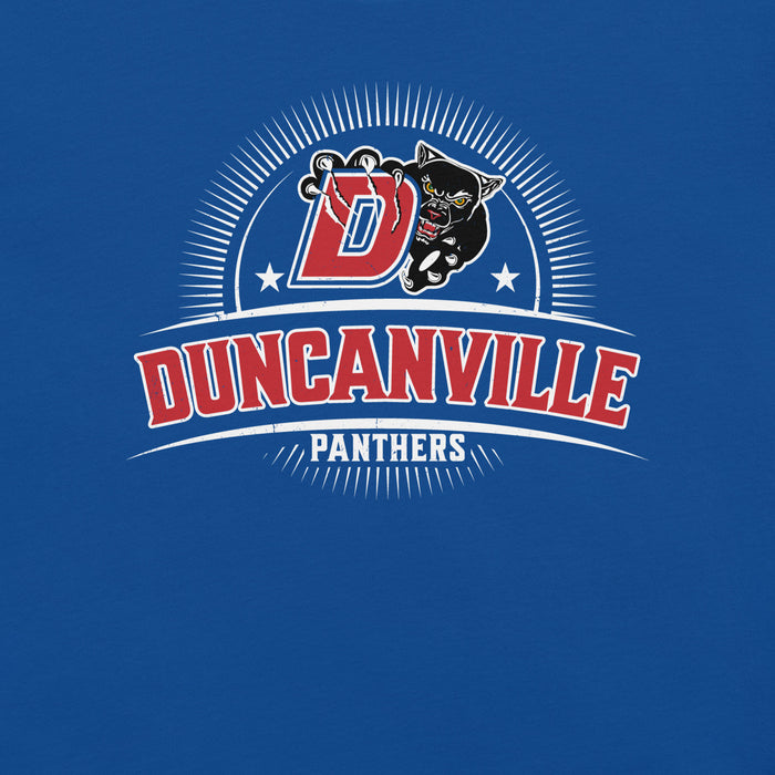 Close-up view of Duncanville High School Panthers Royal Blue Premium Unisex T-shirt 221